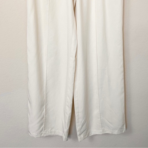 Lattelier Linen Cotton Drawstring Straight Leg Cream Pants - Picture 5 of 14